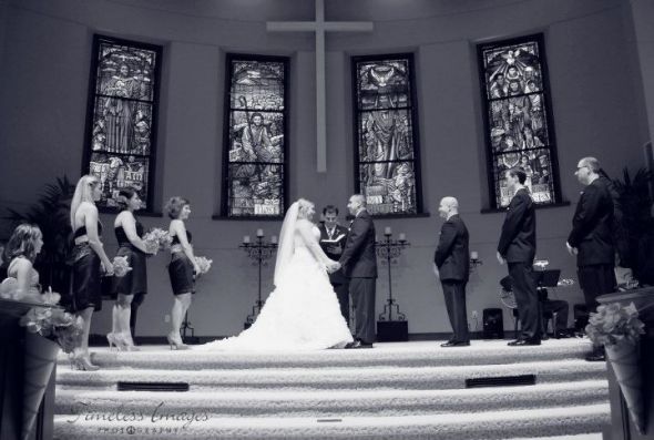 We're MARRIED!!!! Pic heavy!!! :  wedding married pics shoes guestbook bouquet pew cones hangers cake exit 297389 225617554165491 115077371886177 626461 1188801868 N