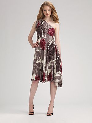 NWT One-Shoulder Silk Di Hera Dress - Engagement/Rehearsal Dinner/Reception :  wedding brown pink purple ivory silver bridesmaids ceremony dress reception Di Hera1