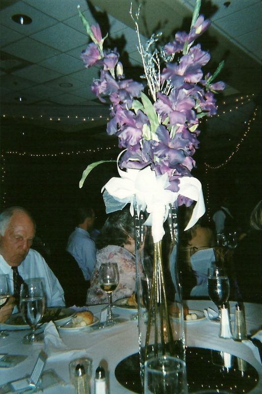  tower centerpieces12 wedding purple ivory ceremony flowers reception 