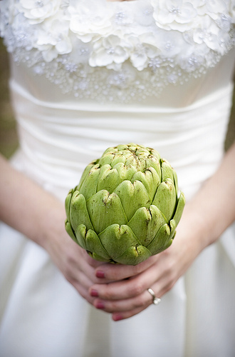 Alternative to flowers? :  wedding flowers bridesmaids alternative Artichoke Bouquet