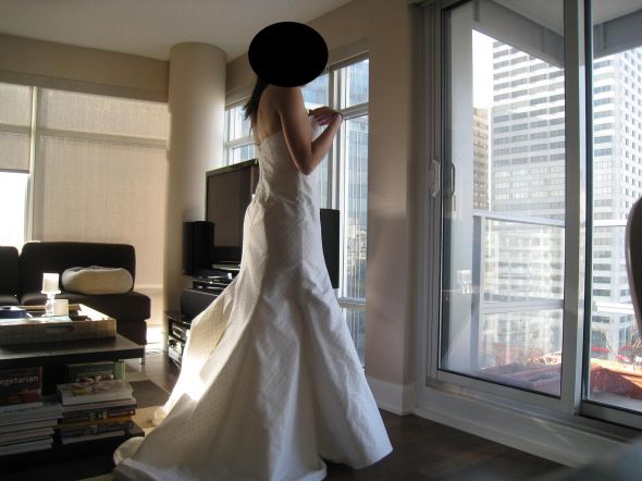 Never altered, never worn, Coren Moore Chloe size 8 :  wedding coren moore chloe mermaid dotted tulle size 8 white dress Old Dress 0201