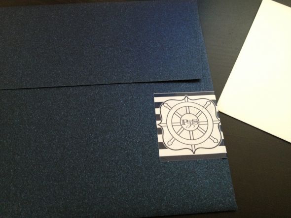 DIY Nautical Invitations and Wedding programs :  wedding nautical invitations program navy and white Back