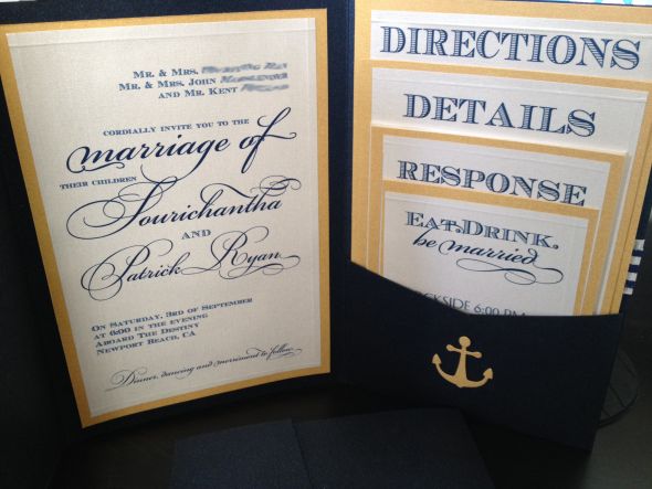 DIY Nautical Invitations and Wedding programs :  wedding nautical invitations program navy and white Inside