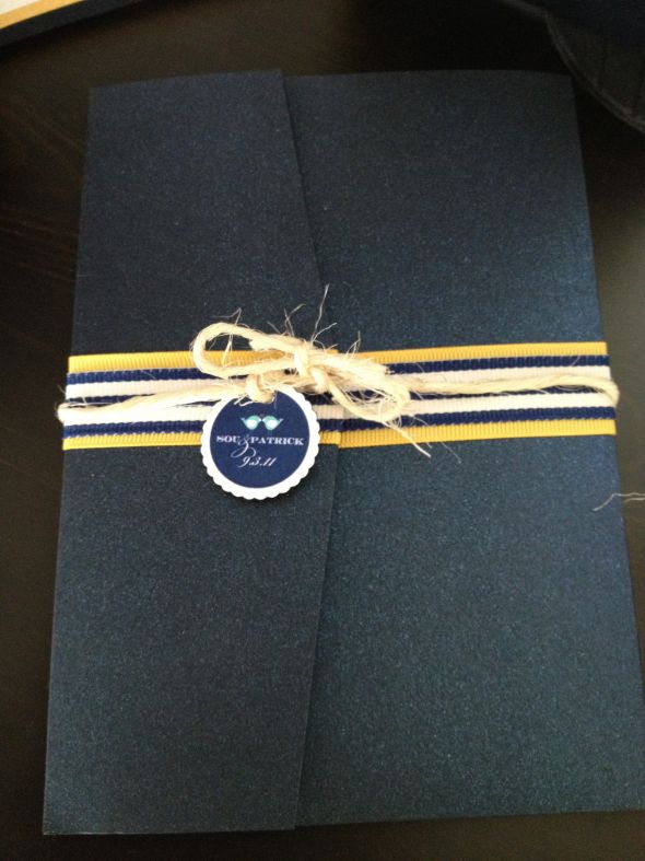 DIY Nautical Invitations and Wedding programs :  wedding nautical invitations program navy and white Outside
