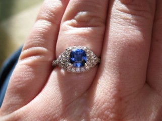 Can I see your nondiamond engagement ring and any sapphire ring advice welcomed! :  wedding sapphire ering blue diamond IMG 0654