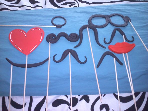 DIY Friday :  wedding diy features Photobooth1234 Oven Bake Clay Photobooth Props :  wedding photo booth props mustache lips sticks clay funny fun reception love teal navy pink purple red white ivory silver Photobooth1234 