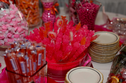 My bright pink orange candy buffet wedding 