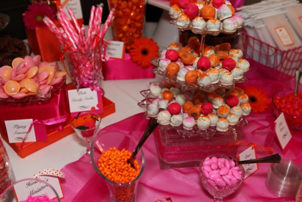My bright pink orange candy buffet wedding candy buffet made from 