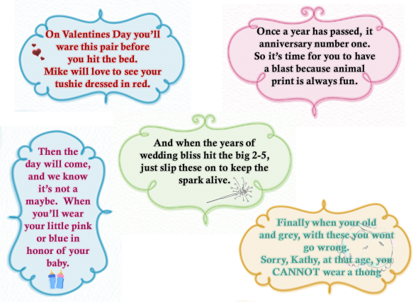 Bachelorette Gift :  wedding Panty Line Tags 2