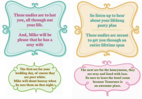 Bachelorette Gift :  wedding Panty Line Tags T