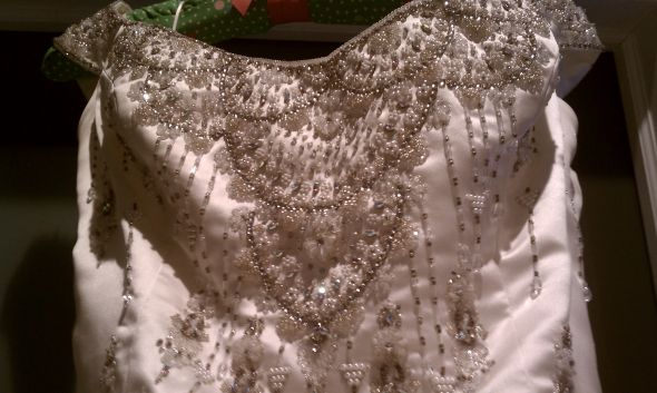 Off the shoulder Reem Acra Ballgown! :  wedding reem acra diamond white off the shoulder white To Sell Dress2