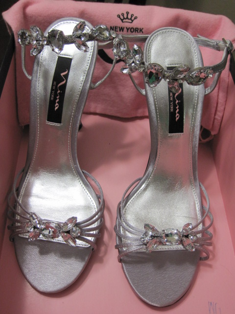 Nina Silver Size 7 1/2 Gorgeous Shoes w/ Bling! : wedding bling silver Wedding And Honeymoon 3405