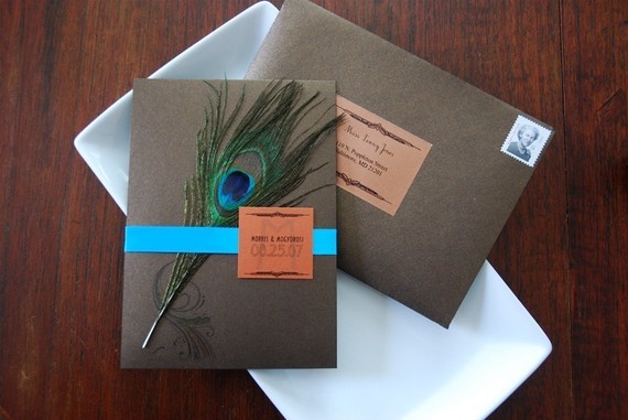 inexpensive wedding invites You can use peacock feathers