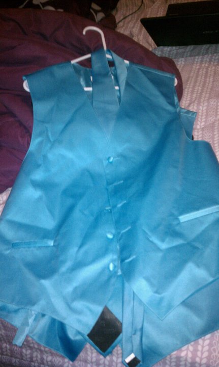 And 3 tux vest size 3xlxllarge Turquoise and Purple Beach Wedding 