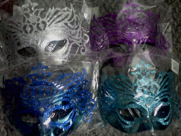 Masks wedding blue green purple red reception masquerade masks Glitter