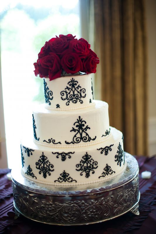 Damask Wedding Cake wedding teal Pb Details 092