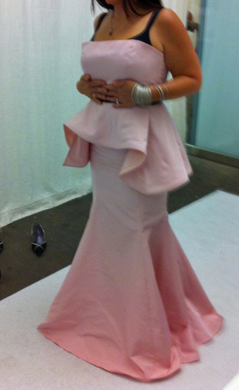 strapless open back dress Pastel Yellow Tulle Waisted Gown