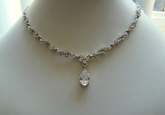 What accessories for a rhinestone beaded dress? Please help! :  wedding rhinestone dress necklace accessories BMnecklace