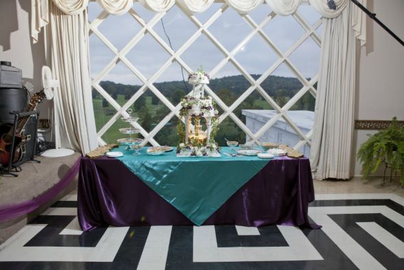 Italian Themed Plum and Teal Wedding Decor wedding teal purple Turquoise 