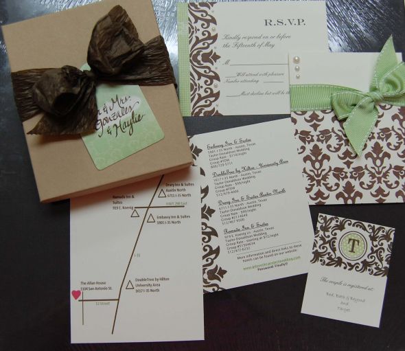 DIY Wedding Invitations Packages wedding brown green ivory diy invitations