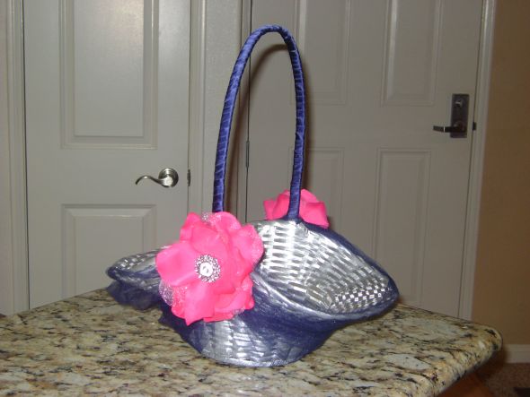 My Flower Girl Basket wedding flower girl navy blue hot pink silver navy 