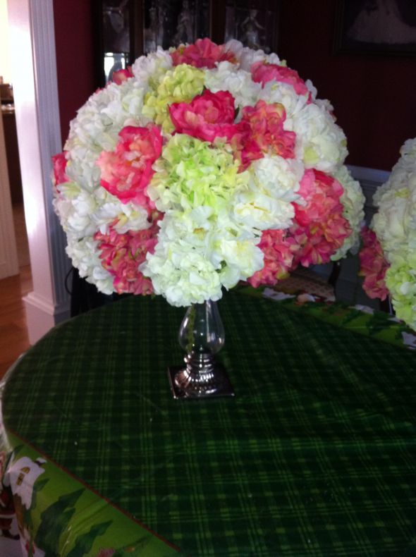  Flowers wedding pink peony white arrangements reception flowers ivory 