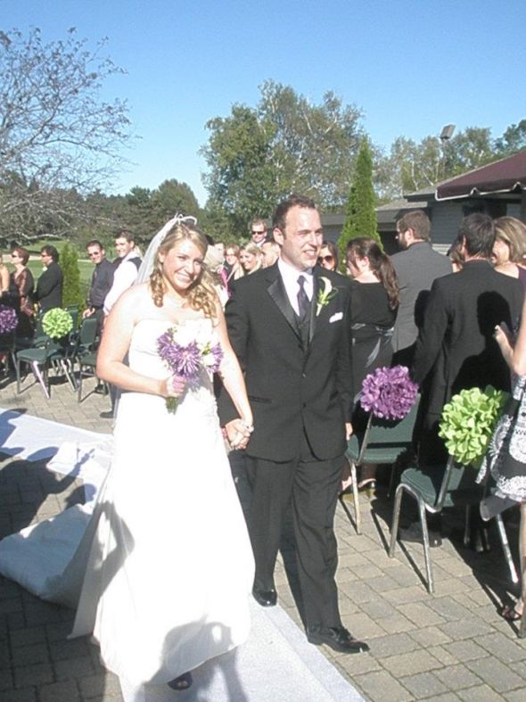 Now it's Mrs. Moose! Non-pro pics of our 09-10-11 wedding! :  wedding purple green september canada candy buffet cupcakes outdoor ontario toronto maggie sottero 09 10 11 294158 10150363976846343 513176342 10106936 630925862 N