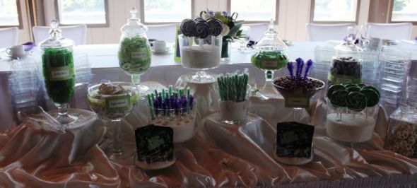 Now it's Mrs. Moose! Non-pro pics of our 09-10-11 wedding! :  wedding purple green september canada candy buffet cupcakes outdoor ontario toronto maggie sottero 09 10 11 Candy 2
