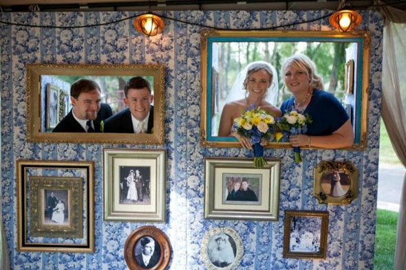 Photobooth Wall :  wedding photobooth printer navy white diy reception Photobooth2