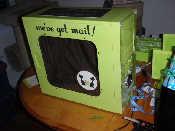 Computer case cardbox :  wedding cardbox computer case nerdy green diy P1010103