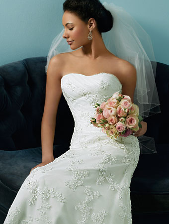 FOR SALE: Alfred Angelo Wedding Gown :  wedding alfred angelo fit and flare mermaid a line 1 lace crystals beading sweetheart train white ceremony dress reception 8