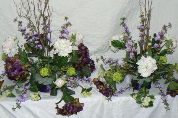 Reception and Wedding Arbor decorations purple green white wedding 