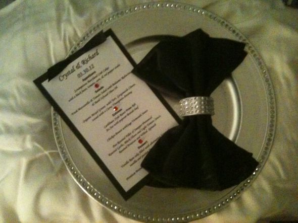 place settings wedding old hollywood glam black red white silver diy 