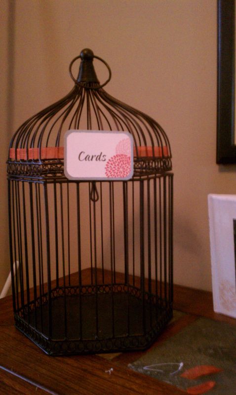 Card Bird Cage wedding bird cage card box black orange pink silver 