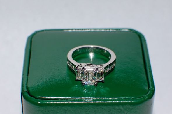 Show me your 3 stone rings with carats of stones! :  wedding 3 stone 1 three stone 1 carat engagement ring ring porn ring 3 stone three stone engagement picture side stones DSC 8601