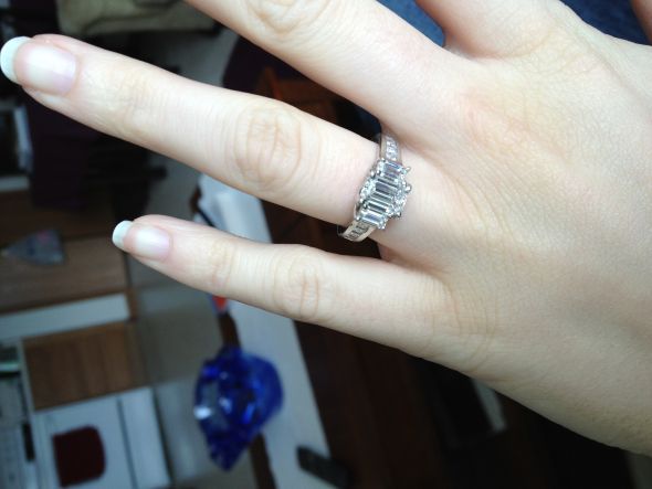 Show me your 3 stone rings with carats of stones! :  wedding 3 stone 1 three stone 1 carat engagement ring ring porn ring 3 stone three stone engagement picture side stones Ering