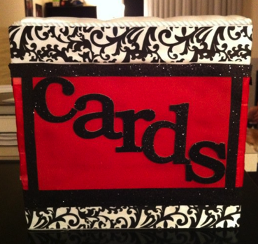 Red damask white and black card box wedding diy cardbox black red