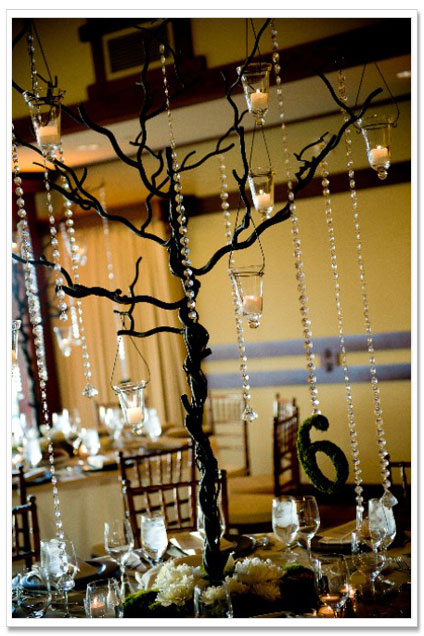 For centerpieces why not make a treelike centerpiece with crystals and 