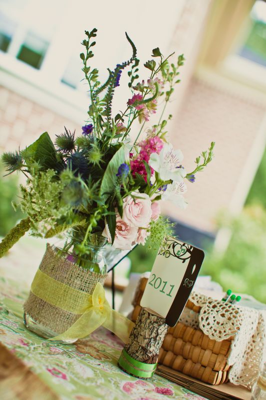 Mason Jar Centerpeices :  wedding burlap mason jar rustic centerpeices ideas Details162