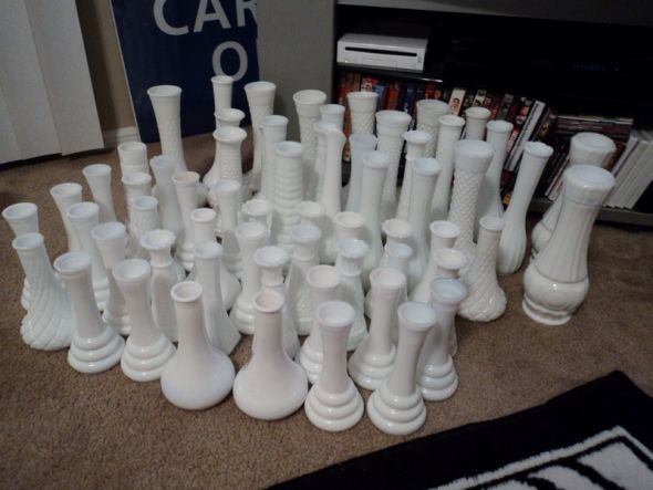 125 Piece Milk Glass Lot...Nashville/Bowling Green/Lexington. :  wedding milk glass vase hobnail centerpiece Vase 02