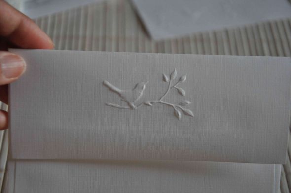 A5size Save the Date with teal colour ribbon