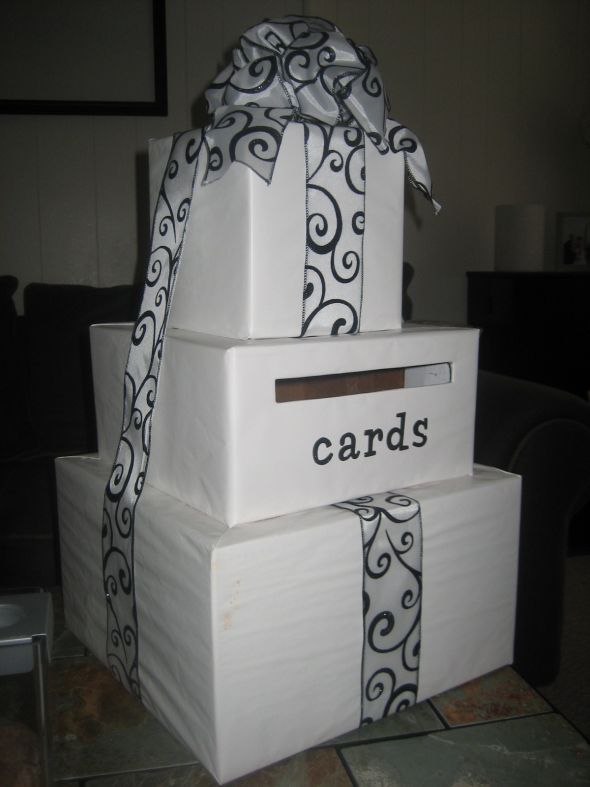 Wedding Card Box White Black Flourish wedding flourish card box black 