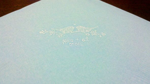 DIY Fail #1: Napkin-DIY-Stamping Woes :  wedding cocktail napkins diy stamp ink advice white blue turquoise bar drink 2011 09 07 18 10 06 601