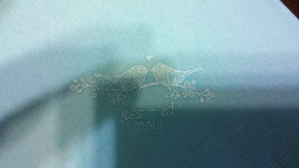 DIY Fail #1: Napkin-DIY-Stamping Woes :  wedding cocktail napkins diy stamp ink advice white blue turquoise bar drink Mail.google.com