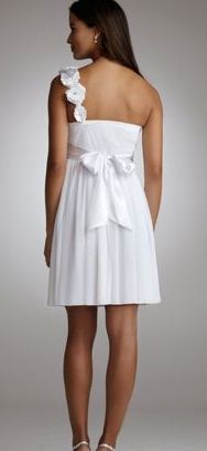 Davids Bridal Style 3201SJ8N Size XXL :  wedding white plus size 1 jersey one shoulder 1 wedding rehearsal reception destination Short Back