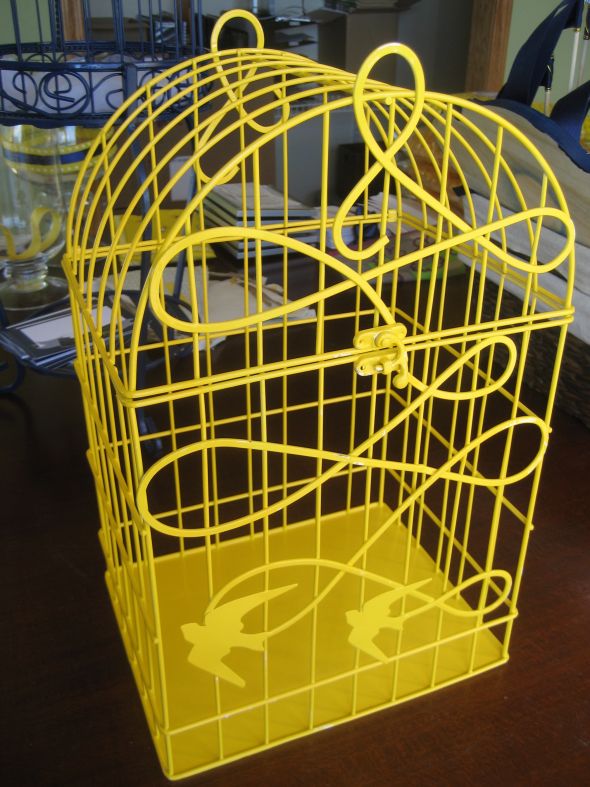 BIRD CAGES STAND CARDS yellow navy 2050 wedding cage