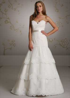 Post your tiered lace dress! :  wedding tiered lace tiered lace ruffles tiered ruffle Tara Keely 2052 Wedding Dresses 30045 View0