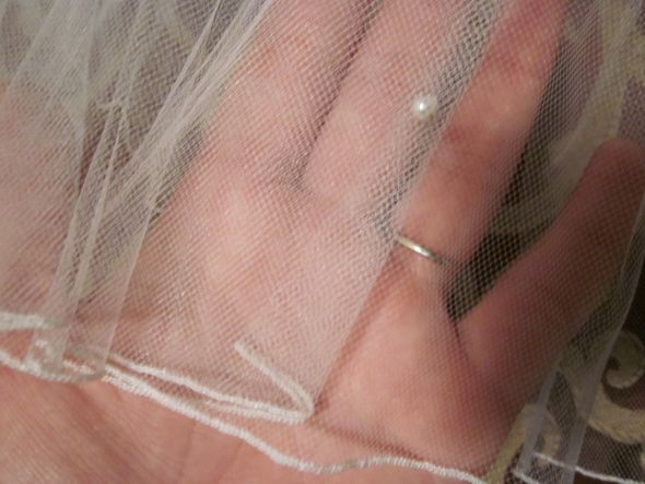 White Veil with pearl beads for sale! : wedding veil white Beads Close Up
