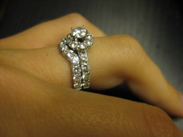 Bee's with curved wedding bands of any kind :  wedding curved band chevron band wedding bands IMG 3308