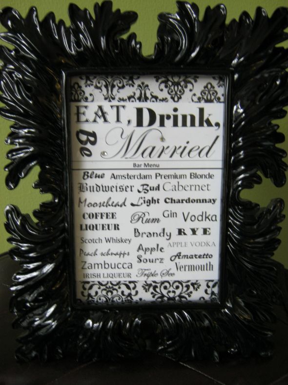 Bar Menu :  wedding bar menu damask black white diy reception IMG 002111